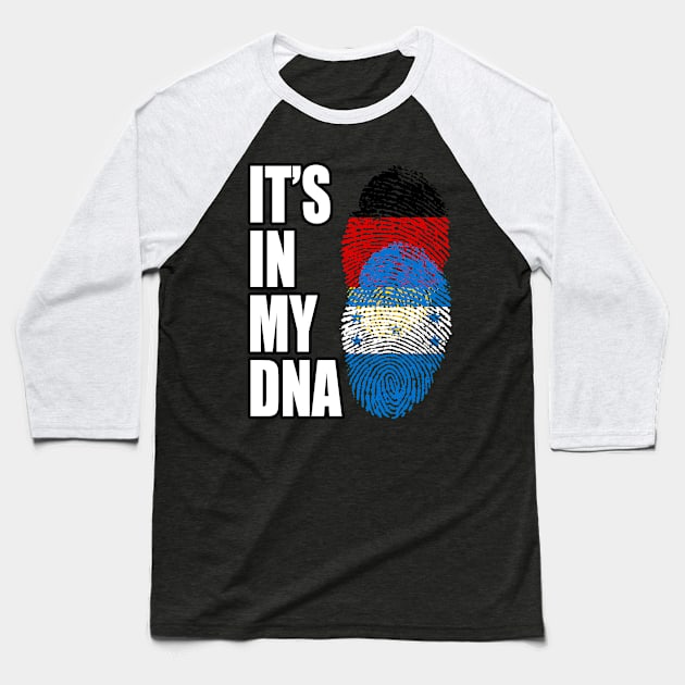 German and Honduran Mix DNA Heritage Baseball T-Shirt by Just Rep It!!